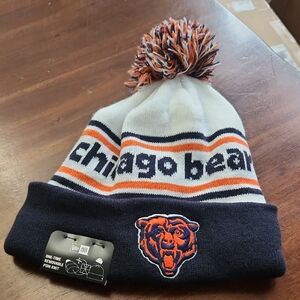 Chicago Bears Pom Beanie - Navy and Orange